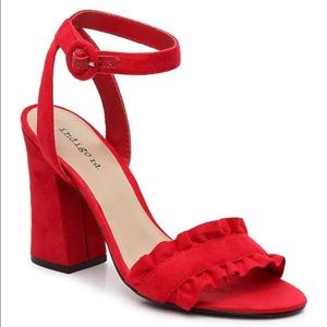 Ruby red indigo strap heels